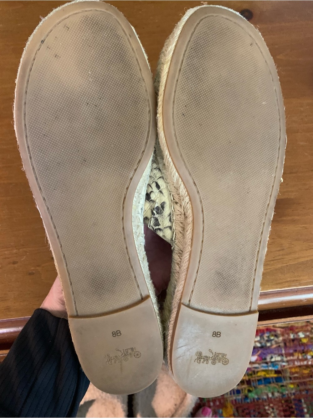 Coach Espadrille Slide with Black Logo Patch and Natural Rope - Picture 3 of 4